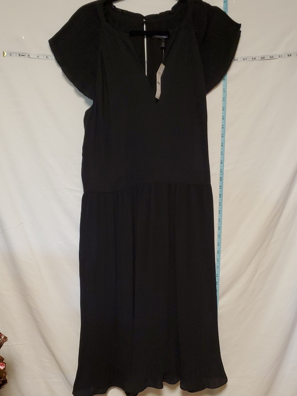 White House Black Market NEW Black Midi Pleat Skirt Dress 16 Lbd Mother Bride